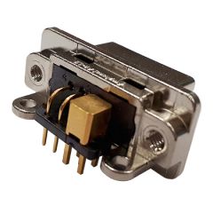 Receptacle ASR panel mounting for 90° PCB Metallized Coax 1 pin contact size 12 + 4 pin contacts size 22 (A3) Polarizing 1