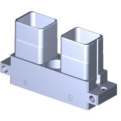 Embase SIM série3 Courte 2 modules Métallique Durci Nickel noir Détrompage AA Non monté (avec fiche rack/rack inversée)