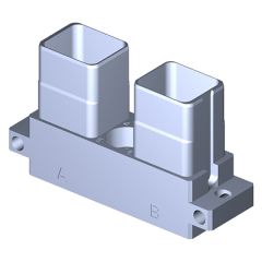 Receptacle SIM serie3 Short 2 modules Metallic Shielded Olive drab cadmium Polarization CC Not mounted (with rack/reversed rack plug)